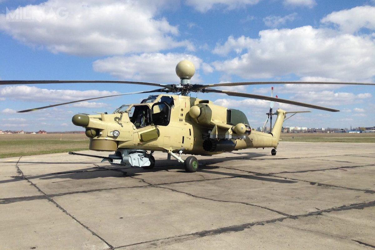 Mi-28NE, będące eksportowym wariantem rosyjskiego śmigłowca uderzeniowego Mi-28N, wyposażono w m.in. stację radiolokacyjną N025 (Ałmaz-280), umieszczoną w charakterystycznej kulistej owiewce nad wirnikiem głównym i 30-mm armatę automatyczną 2A42, umieszczoną w wieżyczce NPPU-28 / Zdjęcie: Ministerstwo Obrony Algierii