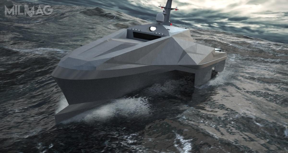 Łódz bezzałogowa BMT Defence Services została zbudowana w innowacyjnym układzie pięciokadłubowym. Składa się z kadłuba głównego i dwóch sponsonów, złożonych z dwóch kadłubów dodatkowych / Grafika: BMT Group