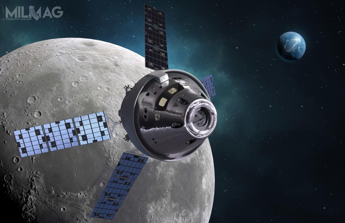 Program kosmiczny Artemis, realizowany przez NASA, europejską agencję kosmiczną ESA i partnerów przemysłowych ma na celu ponowne wysłanie człowieka na Księżyc w ciągu najbliższych pięciu lat, a na początku lat 2030. po raz pierwszy na Marsa / Grafika: Lockheed Martin