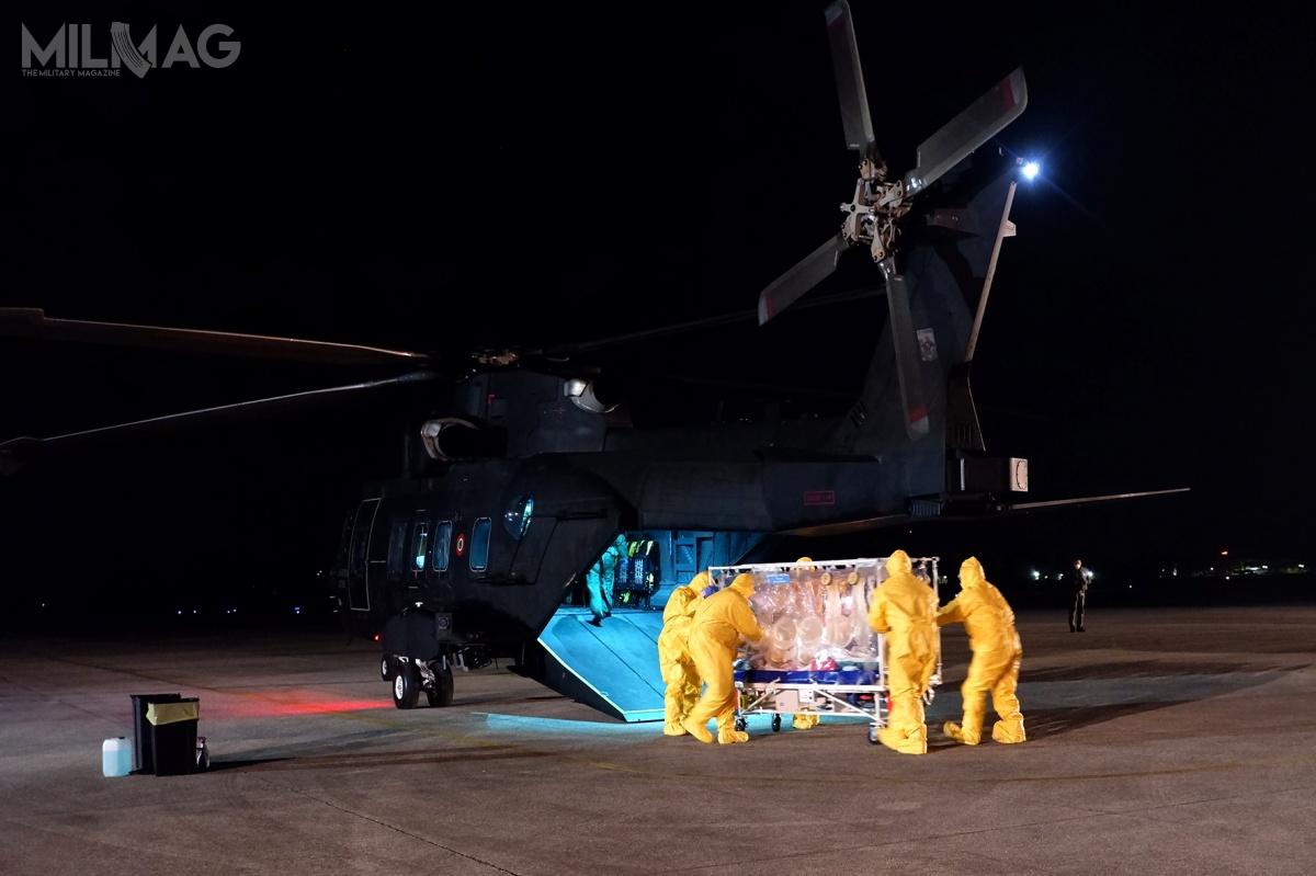 Ministerstwo Obrony Włoch zmobilizowało do lotów specjalnych na rzecz walki z pandemią COVID-19 dwa śmigłowce HH-101A Caesar oraz samoloty transportowe C-130J Super Hercules, C-27J Spartan i KC-767A