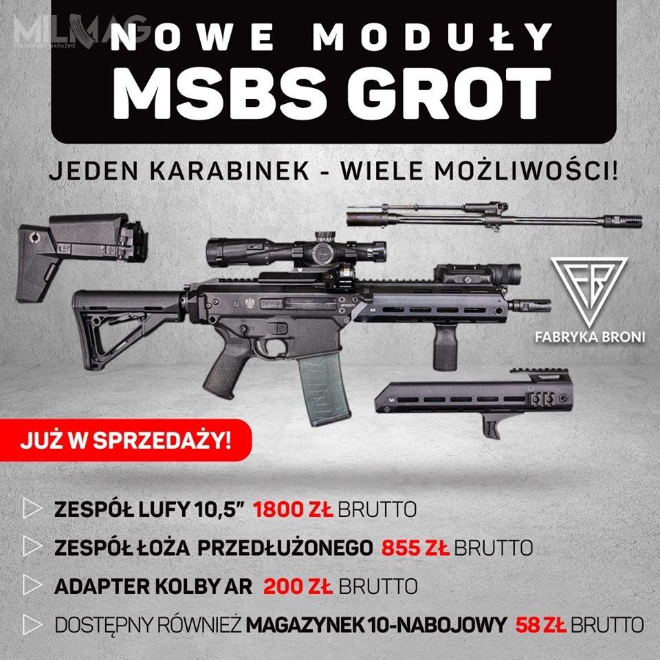 Fabryka broni świętuje znoszenie epidemiologicznych restrykcji – na otwarcie strzelnic i sklepów z bronią przygotowała premierę modułów do karabinka MSBS GROT / Grafika: Fabryka Broni