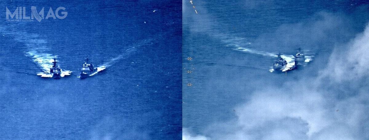 US Navy opublikowała fotografie z przebiegu incydentu, prawdopodobnie wykonane przez samolot patrolowy P-8A Poseidon / Zdjęcie: US Navy