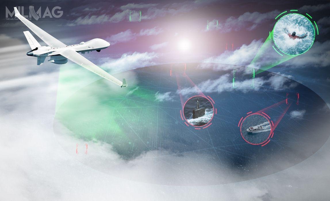 Włoska spółka Leonardo dostarczy na testy radar AESA typu Seaspray 7500E V2, który zostanie zintegrowany z bezzałogowcem morskim MQ-9B SeaGuardian. / Grafika: Leonardo