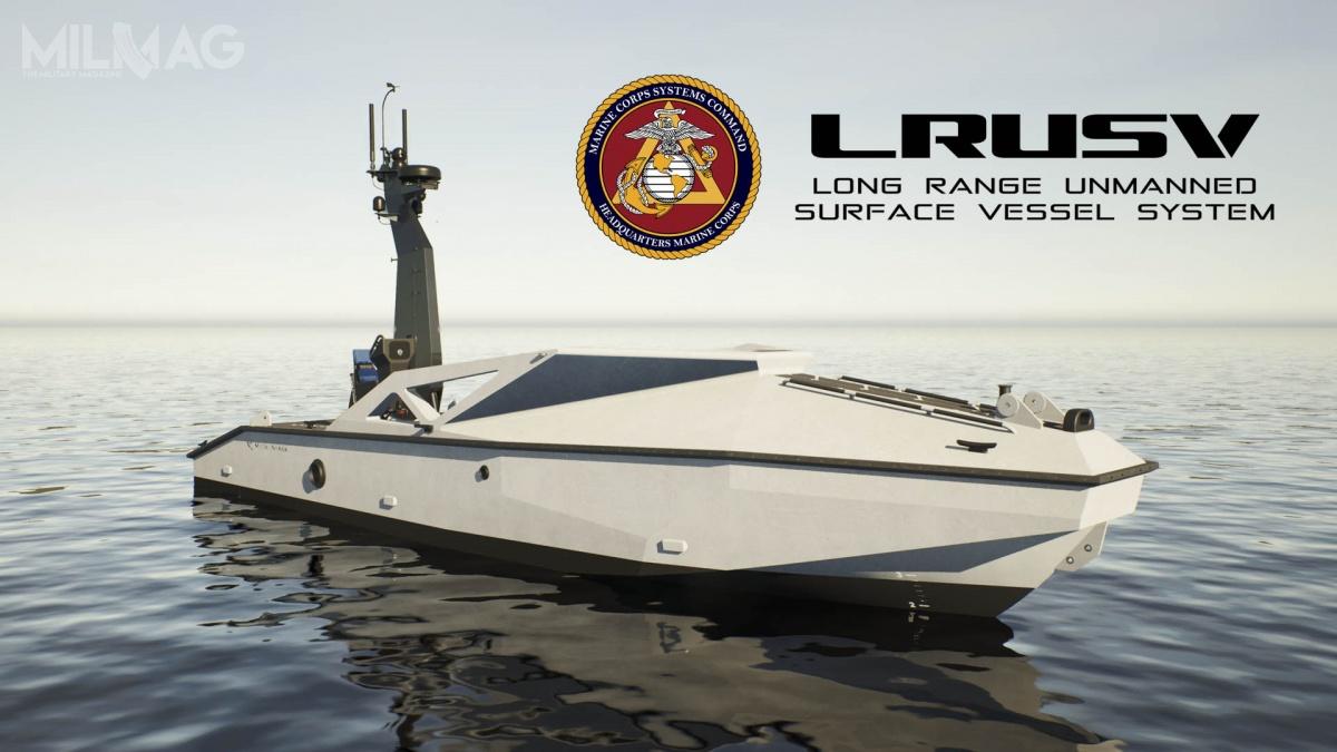 Spółka Metal Shark z Luizjany zbuduje dla amerykańskiego Korpusu Piechoty Morskiej prototyp bezzałogowego, autonomicznego pojazdu nawodnego dalekiego zasięgu o kryptonimie LRUSV. / Grafika: Metal Shark