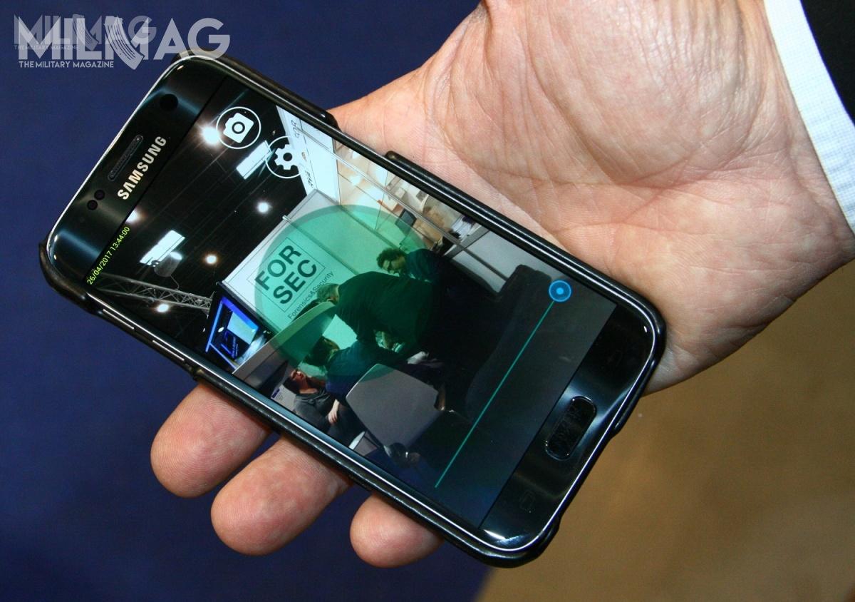 Modified smartphone allows for covert recording. 5Mpx camera is hidden in the top part of the case. Dedicated software enables easy access to recording controls