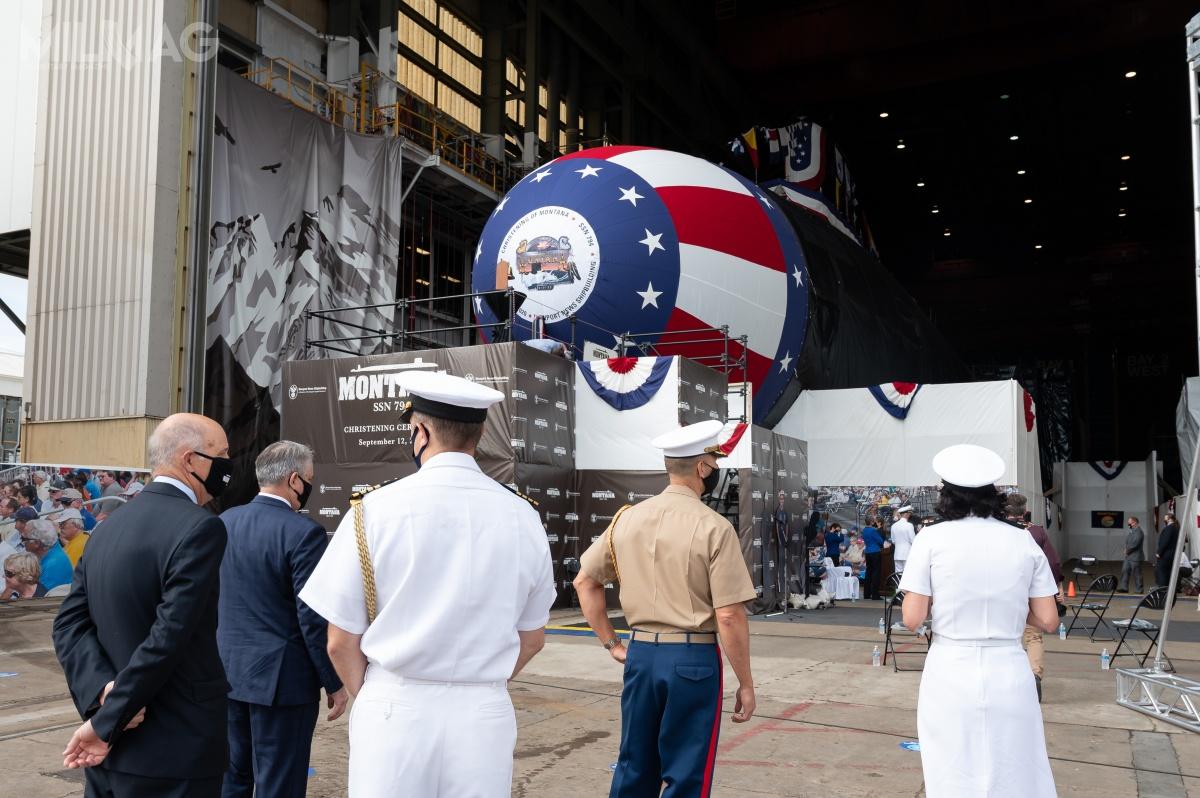 OP USS Montana (SSN-794), typu Virginia, jest drugim okrętem w historii US Navy nazwanym dla uhonorowania 4. największego stanu USA. Pierwszym był krążownik USS Montana (ACR-13), typu Tennessee zbudowany w Newport News Shipbuilding i zwodowany w 1906 / Zdjęcie: HII 