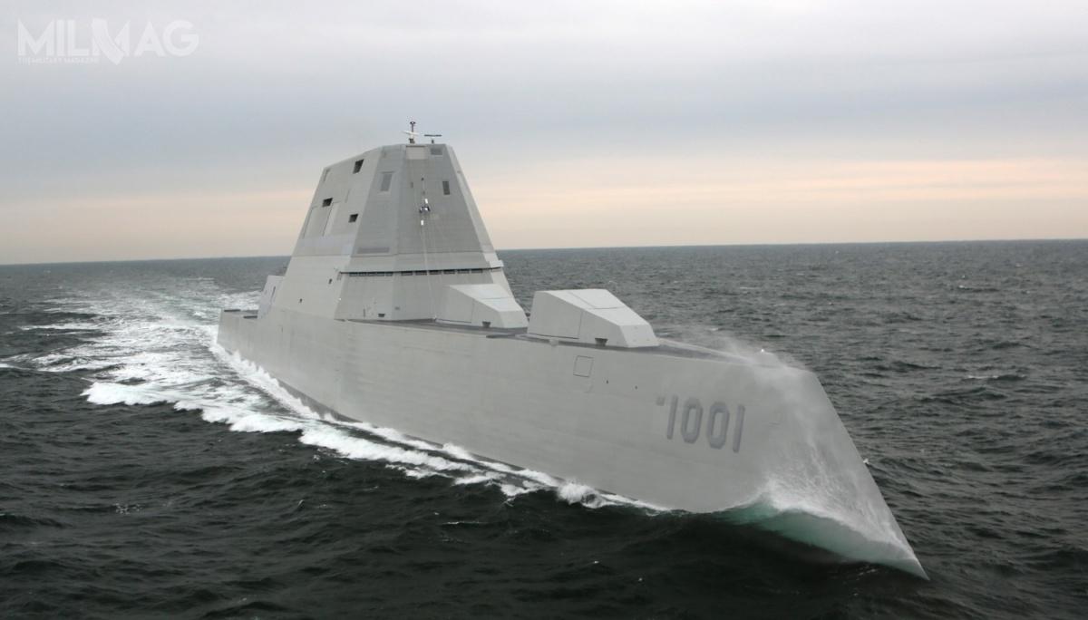 Niszczyciel rakietowy USS „Michael Monsoor” (DDG-1001) podczas prób odbiorczych 1 lutego 2018 / Zdjęcie: US Navy/General Dynamics Bath Iron Works
