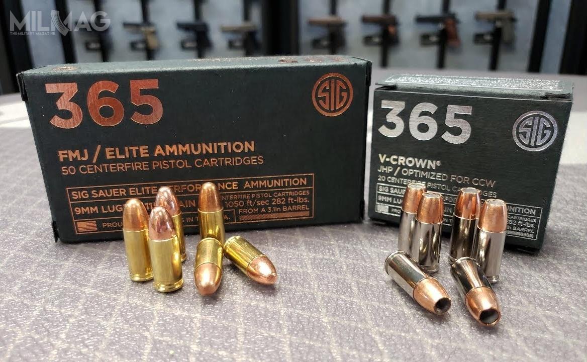 Oba naboje z rodziny SIG P365 Elite Performance Ammunition charakteryzują się tą samą masą, prędkością wylotową i energią pocisku - co znacznie ułatwia trening osobom ćwiczącym z nabojami z pociskiem FMJ, a na co dzień noszącymi JHP. /Zdjęcie i film: SIG Sauer