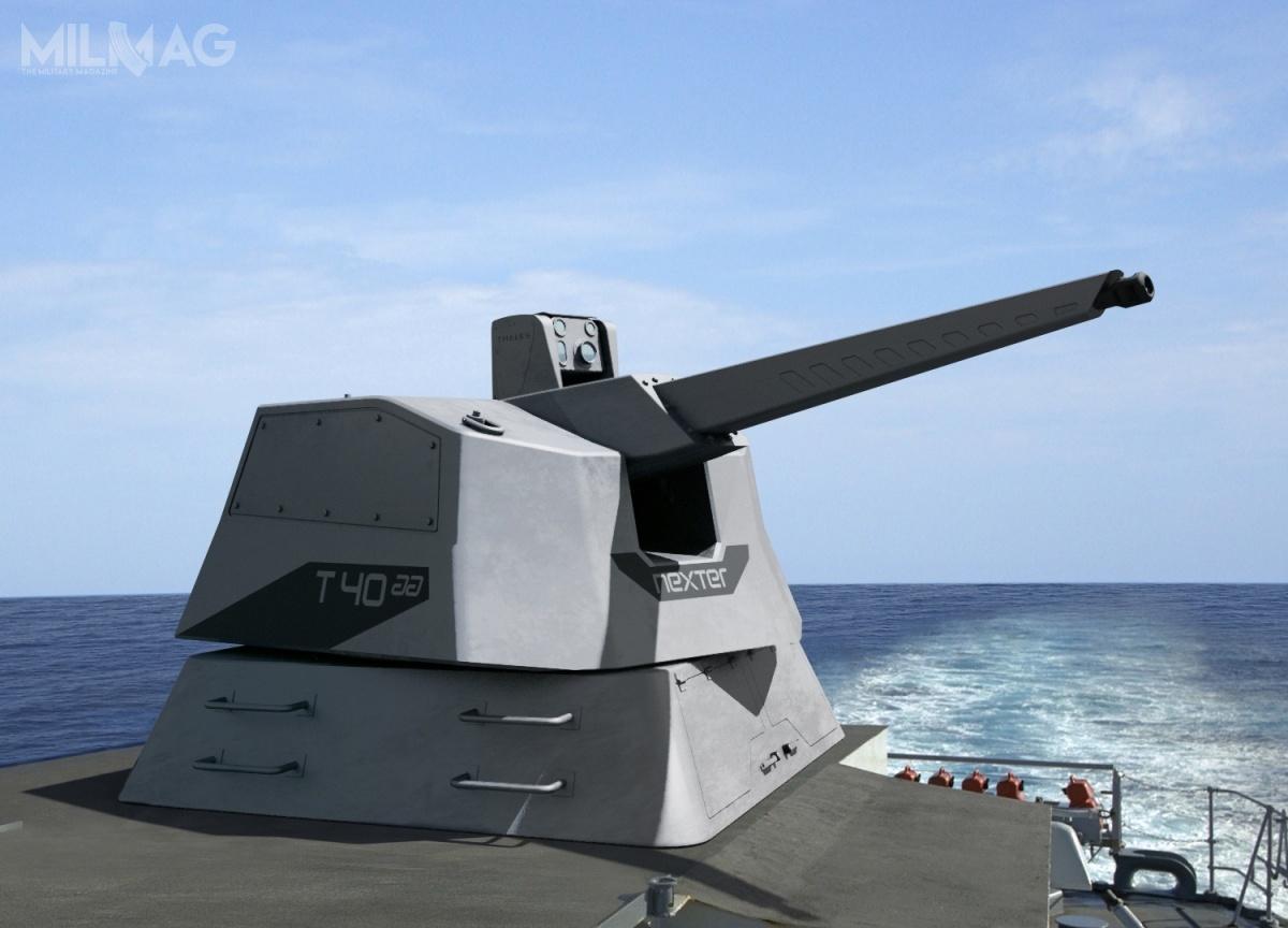 Uzbrojenie okrętów zaopatrzeniowych, patrolowych i wsparcia w kinetyczne systemy obrony bezpośredniej, złożone z 40-mm armat morskich Thales/Nexter RapidFire T40AA jest wynikiem zmiany francuskiej doktryny morskiej dotyczącej ochrony tych jednostek. Dotąd polegano wyłącznie na systemach przeciwdziałania radioelektronicznego. / Grafika: Thales