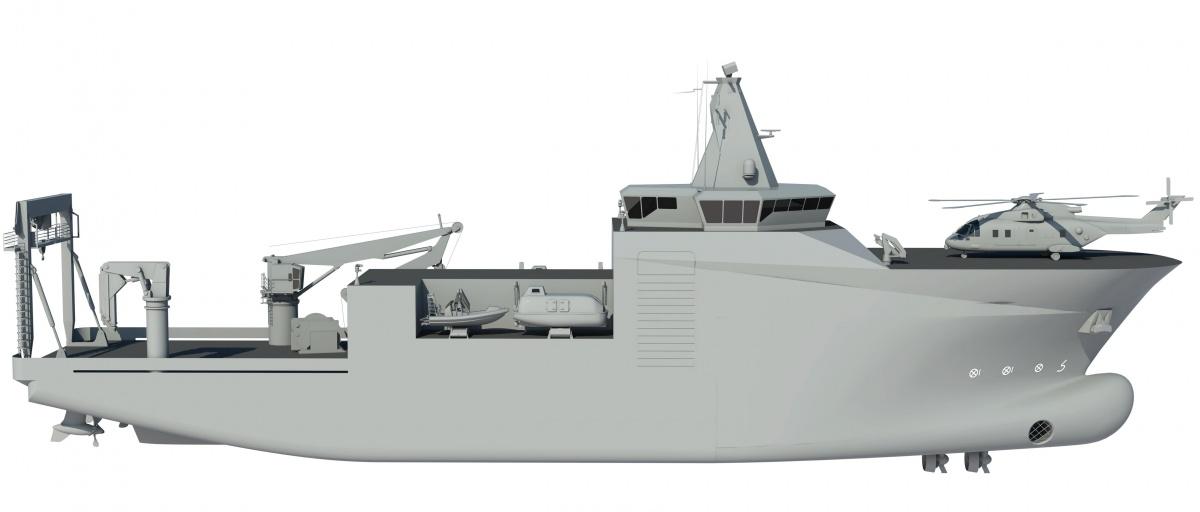 Jednostki klasy Ratownik mają zastąpić przestarzałe okręty  projektu 570. Mają w przyszłości zabezpieczać załogi pozostałych okrętów Marynarki Wojennej w tym również nowych op, pozyskanych w ramach programu Orka. /Grafika: Ship Design & Marine Consulting