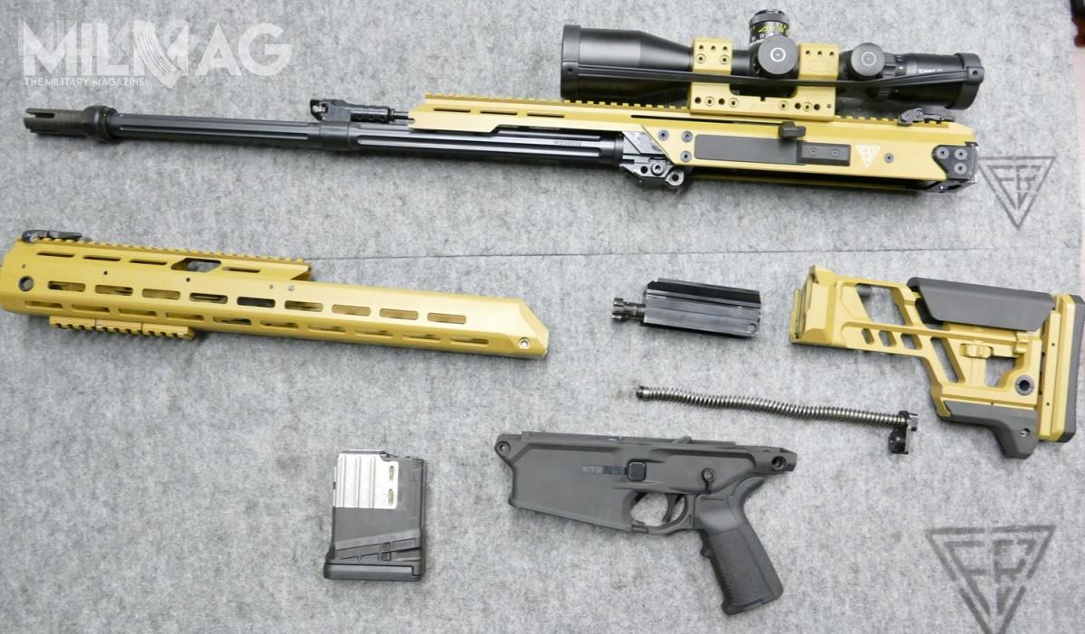 MSBS-7,62N częściowo rozłożony. Cała obsługa, wszystkie manipulatory, jak też wygląd zewnętrzny (niezwykle istotny dla zamaskowania strzelca wyborowego w ramach pododdziału) są identyczne jak w przypadku Grota/MSBS-5,56