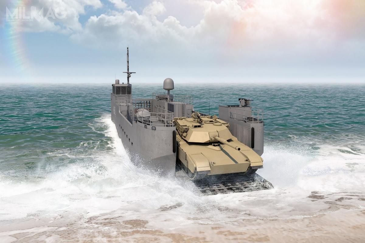 Każda MSV(L) będzie zdolna do transportu jednego czołgi M1A2 Abrams, dwóch transporterów opancerzonych/bojowych wozów piechoty IAV Stryker lub czterech wielozadaniowych pojazdów opancerzonych JLTV z naczepami / Grafika: Vigor Industrial
