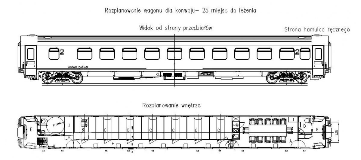 Schemat wagonu do przewozu konwoju / Rysunek: PKP IC
