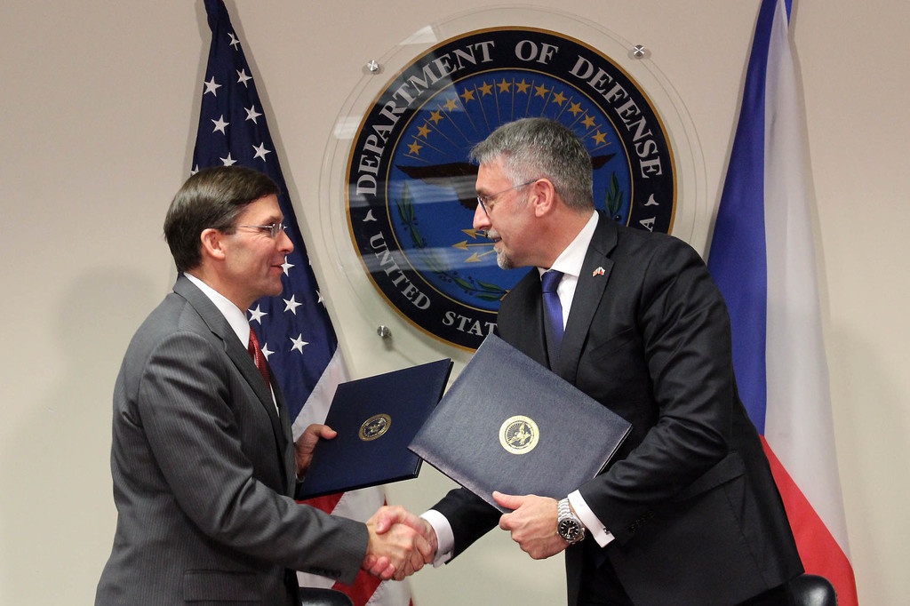 The Czech Minister of Defence, Lubomír Metnar (right)  and U.S. Secretary of Defense, Mark Esper (left), signed a Letter of Offer and Acceptance finalizing the sale of a dozen of AH-1Z attack and UH-1Y multirole helicopters from the Bell company. The agreement has a value of 14,6 billion Czech Koruna (574 million Euro, excl. VAT). Deliveries are expected to commence in 2023 and run through to 2024 / Picture: Czech MoD
